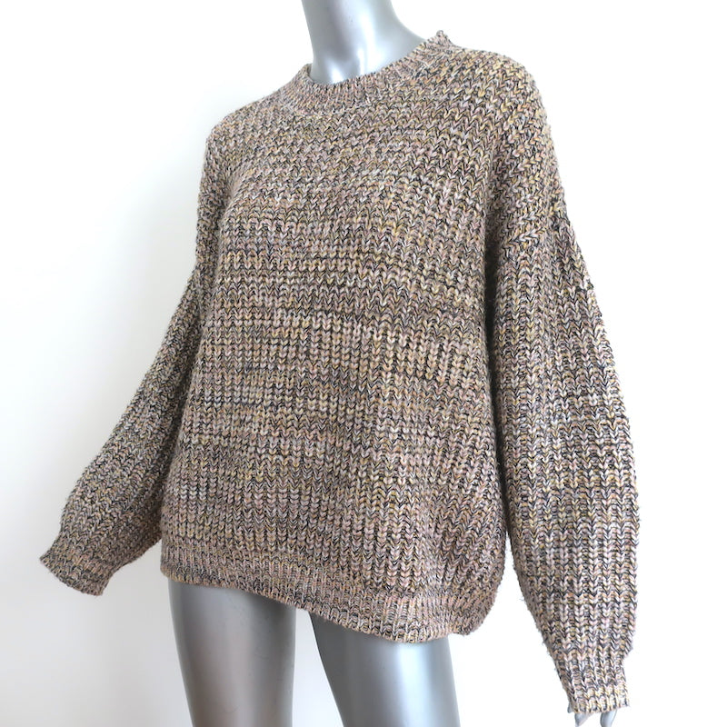 THE GREAT Marled Crew Sweater Beige Chunky Alpaca Knit Size 1 Oversize Pullover