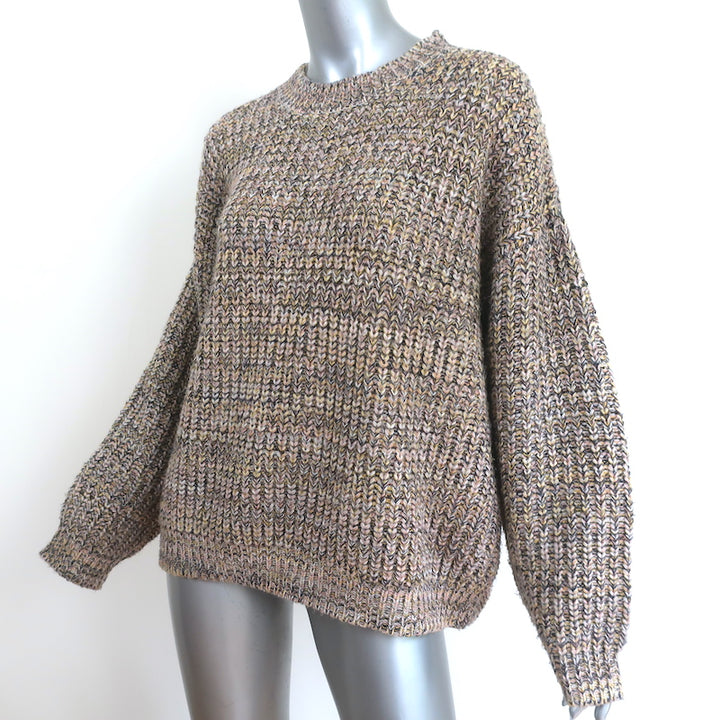 THE GREAT Marled Crew Sweater Beige Chunky Alpaca Knit Size 1 Oversize Pullover