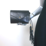 Saint Laurent Mini Envelope Tassel Crossbody Black Leather Belt Bag