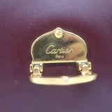 Vintage Cartier Top Handle Flap Bag Burgundy Leather