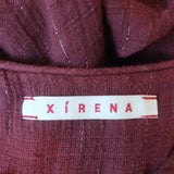 Xirena Maxi Dress Gold Lurex-Striped Burgundy Gauze Size Medium