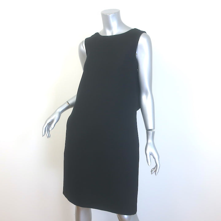 Valentino Layered-Back Sleeveless Shift Dress Black Wool-Silk Size 4