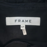 FRAME Lauren Belted Ruffled Mini Dress Navy Ramie Size Small