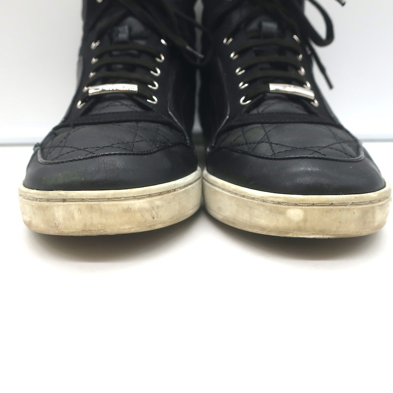 Christian Dior Cannage Leather High Top Sneakers Black Size 39.5
