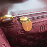 Vintage Cartier Top Handle Flap Bag Burgundy Leather