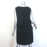Valentino Layered-Back Sleeveless Shift Dress Black Wool-Silk Size 4