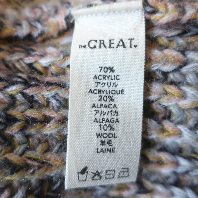 THE GREAT Marled Crew Sweater Beige Chunky Alpaca Knit Size 1 Oversize Pullover