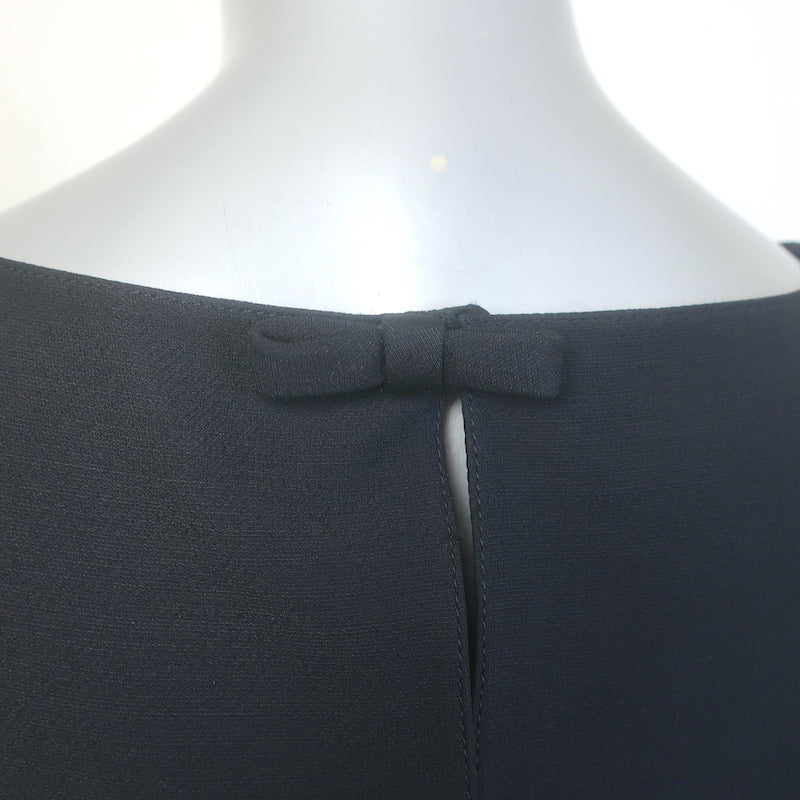 Valentino Layered-Back Sleeveless Shift Dress Black Wool-Silk Size 4