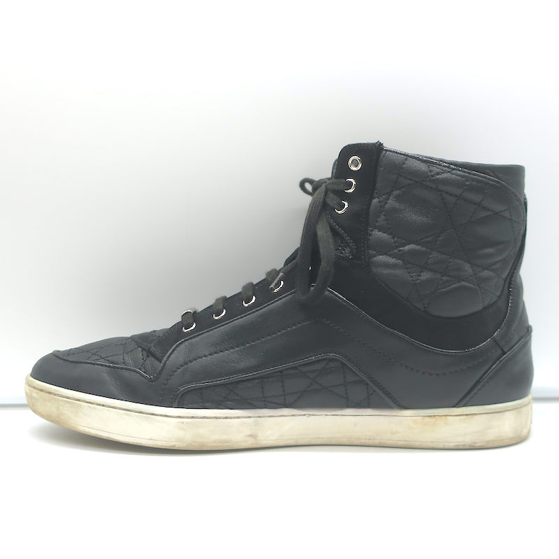 Christian Dior Cannage Leather High Top Sneakers Black Size 39.5
