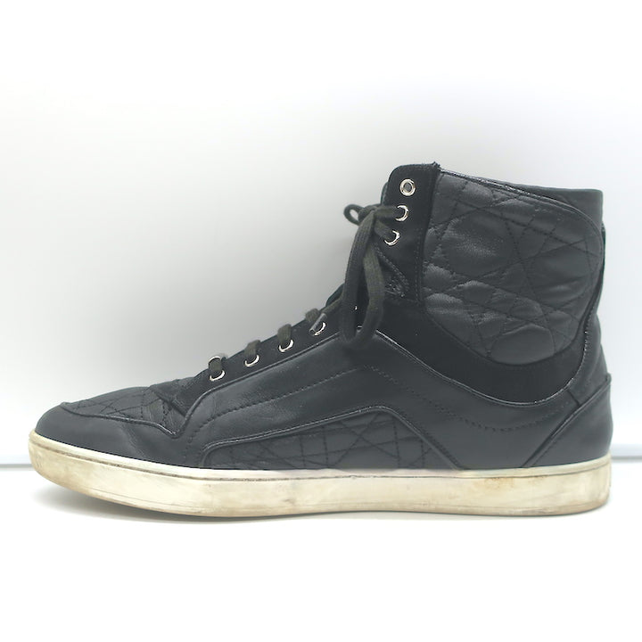 Christian Dior Cannage Leather High Top Sneakers Black Size 39.5