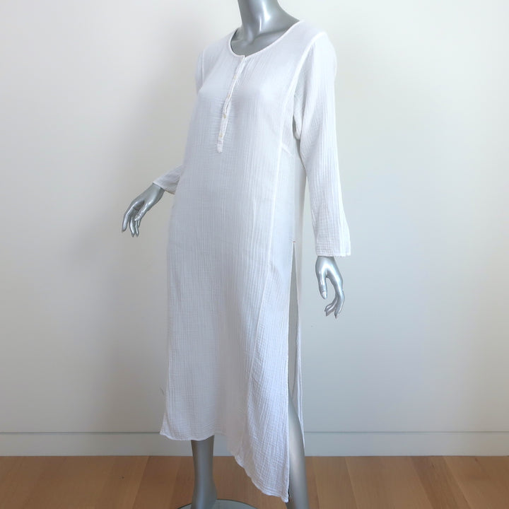 Xirena Maxi Tunic Dress White Cotton Gauze Size Large
