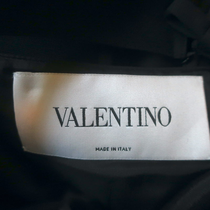 Valentino Layered-Back Sleeveless Shift Dress Black Wool-Silk Size 4