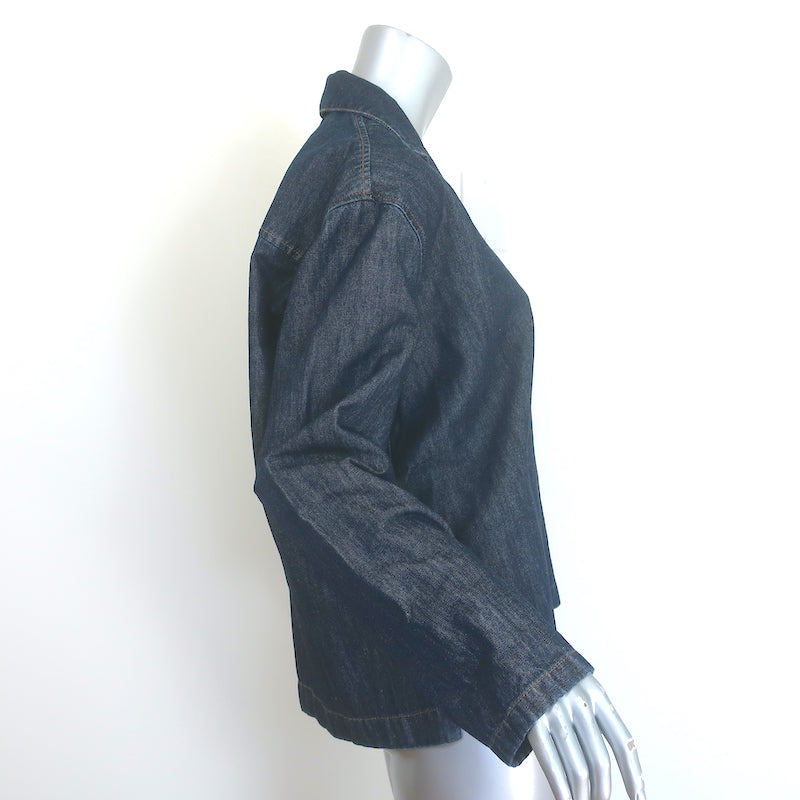 Loewe Anagram Embroidered Denim Shirt Indigo Cotton-Linen Size 38