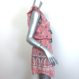 Bell Lola Tassel-Tie Mini Dress Red/White Floral Print Cotton-Silk Size Small