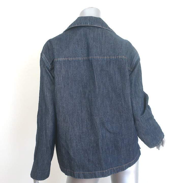 Loewe Anagram Embroidered Denim Shirt Indigo Cotton-Linen Size 38