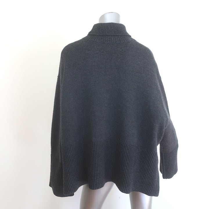 Toteme Open-Side Oversize Turtleneck Sweater Charcoal Wool-Cotton Size Medium