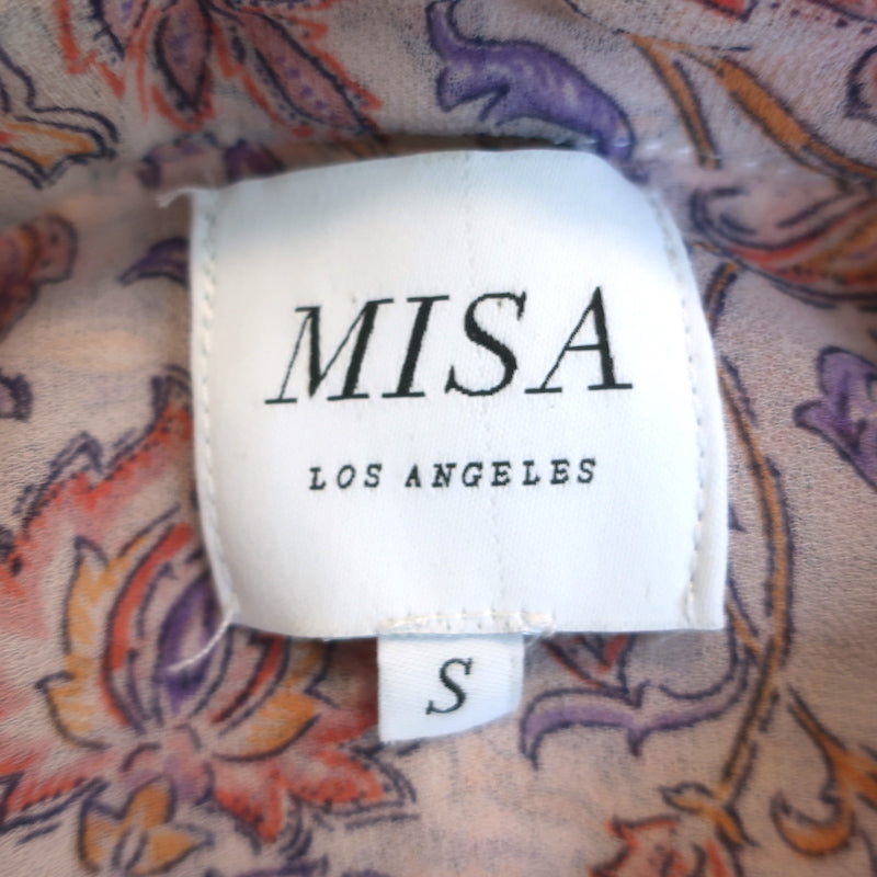 MISA Eloisa Blouson Mini Dress Pink Amouage Paisley Print Chiffon Size Small