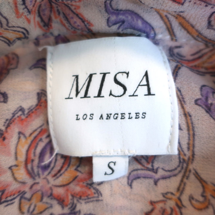 MISA Eloisa Blouson Mini Dress Pink Amouage Paisley Print Chiffon Size Small