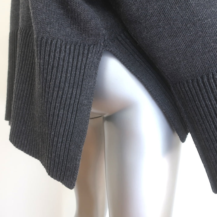 Toteme Open-Side Oversize Turtleneck Sweater Charcoal Wool-Cotton Size Medium
