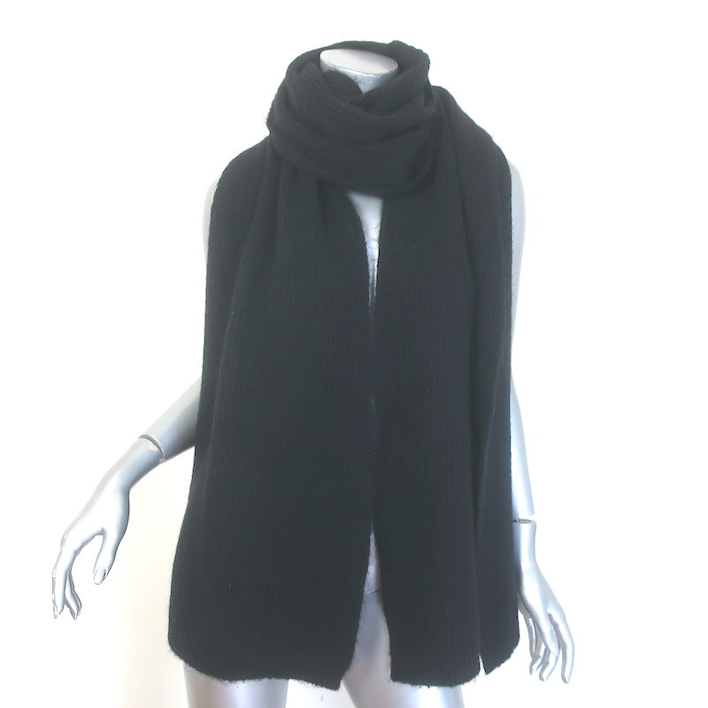 ACNE Studios Ribbed Knit Wide Scarf Black