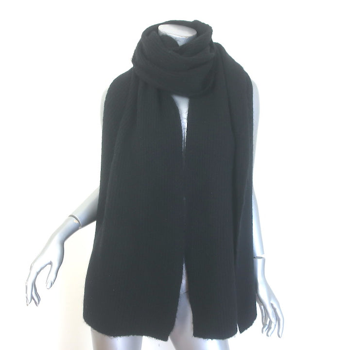 ACNE Studios Ribbed Knit Wide Scarf Black
