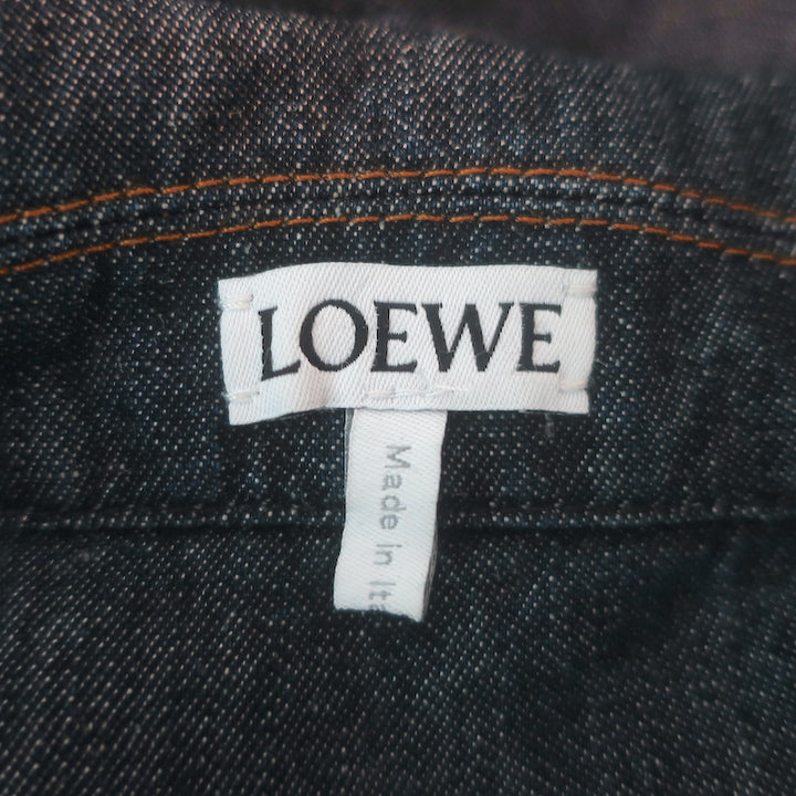Loewe Anagram Embroidered Denim Shirt Indigo Cotton-Linen Size 38
