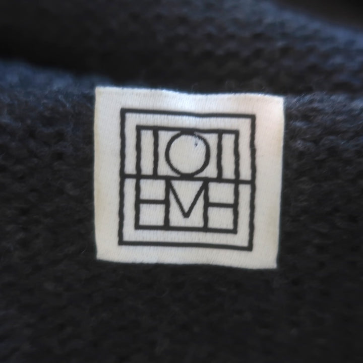Toteme Open-Side Oversize Turtleneck Sweater Charcoal Wool-Cotton Size Medium