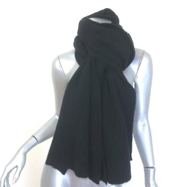 ACNE Studios Ribbed Knit Wide Scarf Black