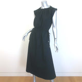 G. Label by goop Kaci Drawstring Midi Dress Black Cotton Poplin Size 4