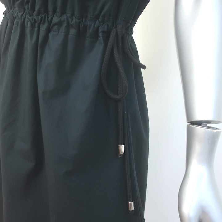 G. Label by goop Kaci Drawstring Midi Dress Black Cotton Poplin Size 4