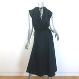 G. Label by goop Kaci Drawstring Midi Dress Black Cotton Poplin Size 4