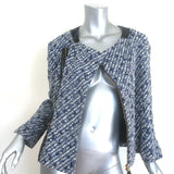 Louis Vuitton Monogram Tweed Biker Jacket Blue/White Cotton-Blend Size 38