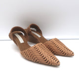 Stella McCartney Basket Weave Slingback Wedge Pumps Sienna Brown Size 38