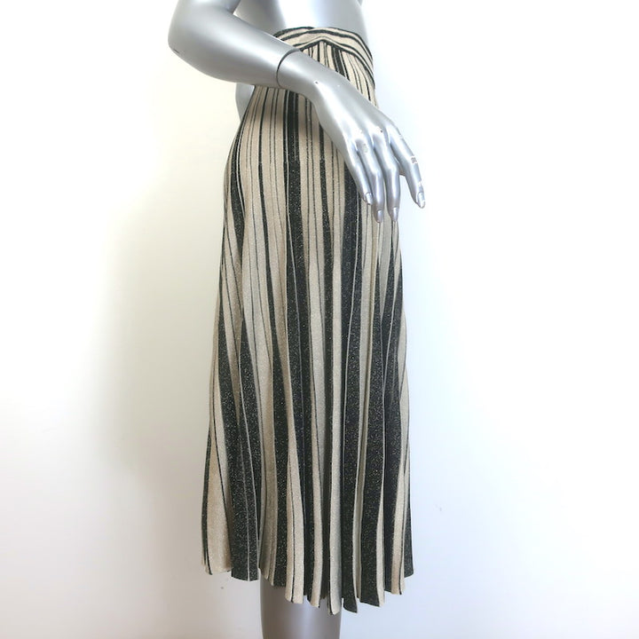 Zimmermann Illustration Metallic Striped Knit Midi Skirt Gold/Black Size 0P