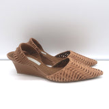 Stella McCartney Basket Weave Slingback Wedge Pumps Sienna Brown Size 38