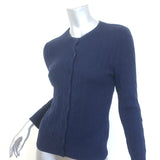Ralph Lauren Black Label Cashmere Cable Knit Crewneck Cardigan Navy Size Medium