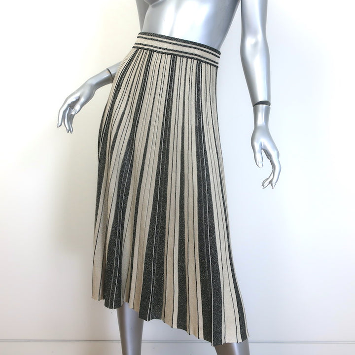 Zimmermann Illustration Metallic Striped Knit Midi Skirt Gold/Black Size 0P