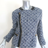 Louis Vuitton Monogram Tweed Biker Jacket Blue/White Cotton-Blend Size 38