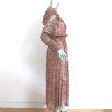 Ted Baker Debbix Ruffle Midi Dress Gold/Multi Metallic Printed Size 3 NEW