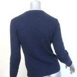 Ralph Lauren Black Label Cashmere Cable Knit Crewneck Cardigan Navy Size Medium
