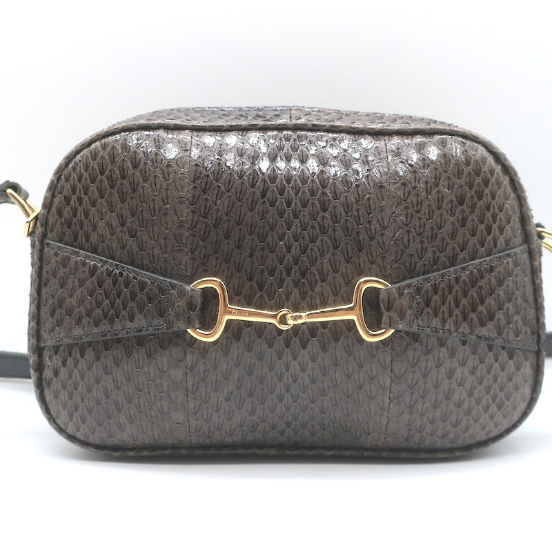 Celine Crecy Snakeskin Camera Bag Dark Taupe Small Crossbody