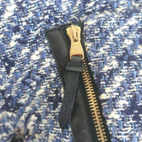 Louis Vuitton Monogram Tweed Biker Jacket Blue/White Cotton-Blend Size 38