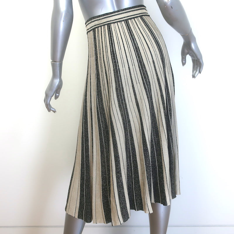 Zimmermann Illustration Metallic Striped Knit Midi Skirt Gold/Black Size 0P
