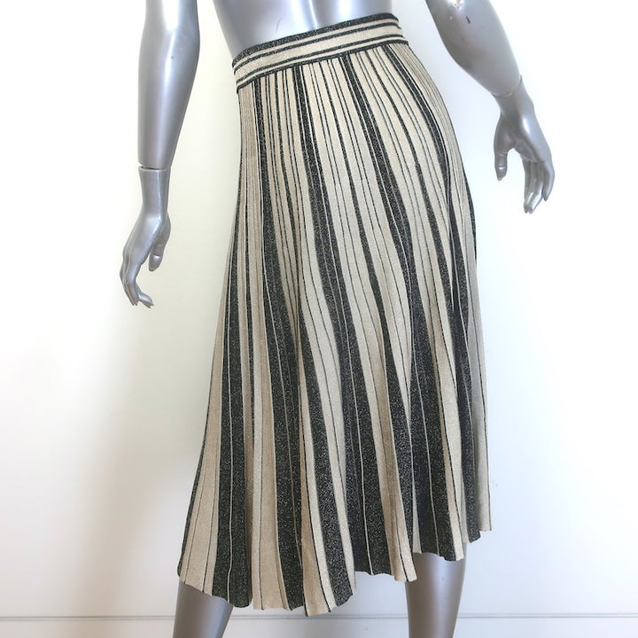 Zimmermann Illustration Metallic Striped Knit Midi Skirt Gold/Black Size 0P