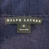 Ralph Lauren Black Label Cashmere Cable Knit Crewneck Cardigan Navy Size Medium
