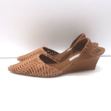 Stella McCartney Basket Weave Slingback Wedge Pumps Sienna Brown Size 38