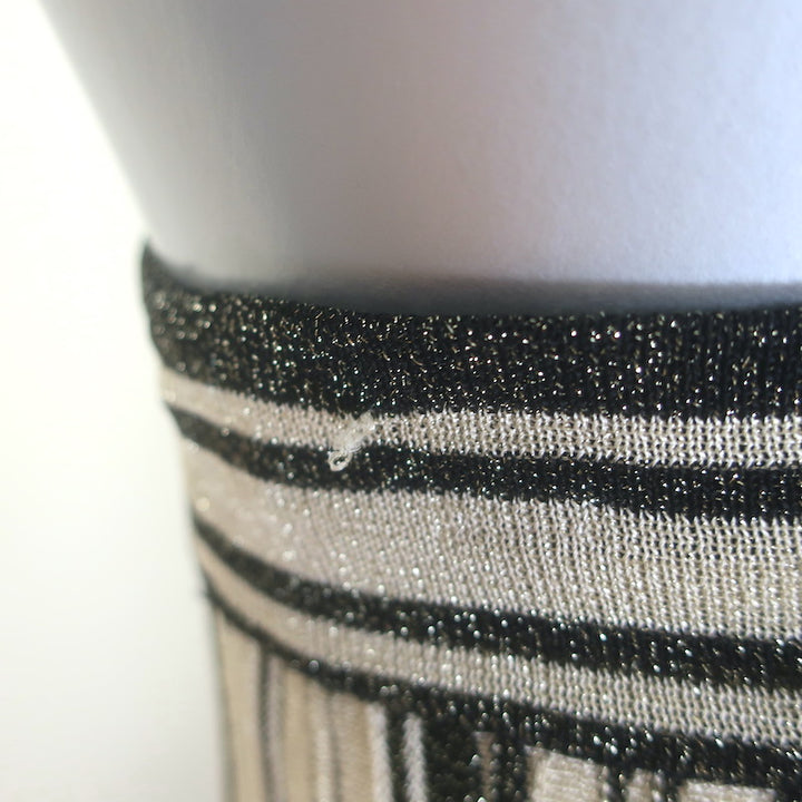 Zimmermann Illustration Metallic Striped Knit Midi Skirt Gold/Black Size 0P