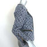 Louis Vuitton Monogram Tweed Biker Jacket Blue/White Cotton-Blend Size 38