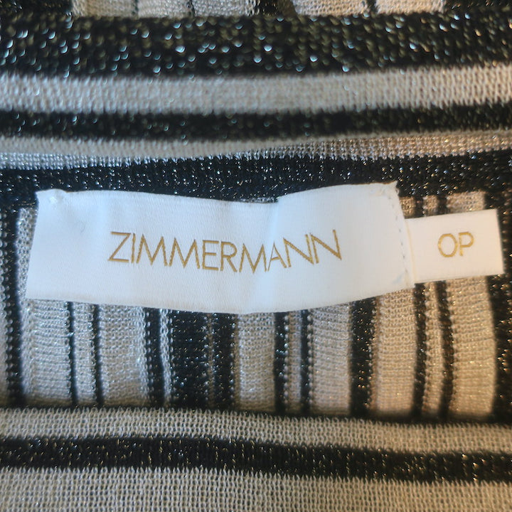 Zimmermann Illustration Metallic Striped Knit Midi Skirt Gold/Black Size 0P