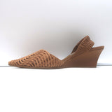 Stella McCartney Basket Weave Slingback Wedge Pumps Sienna Brown Size 38